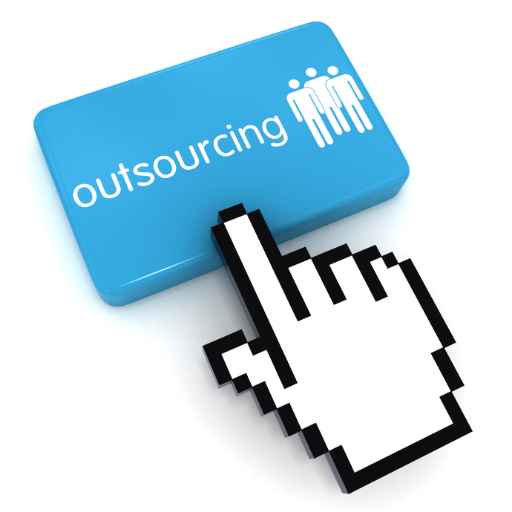 Outsource Your Payroll in the UK – outsourcing concept image with business icons and copyspace